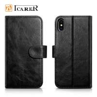 2018 Hot Selling Detachable Genuine Cowhide Leather Wallet Phone Case for iPhone X Support Car Mount Holder Feature