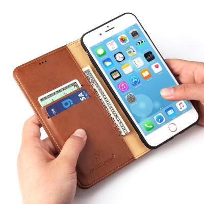 Wholesale PU Leather Wallet Design Phone Flip Case for iPhone with Card Slot